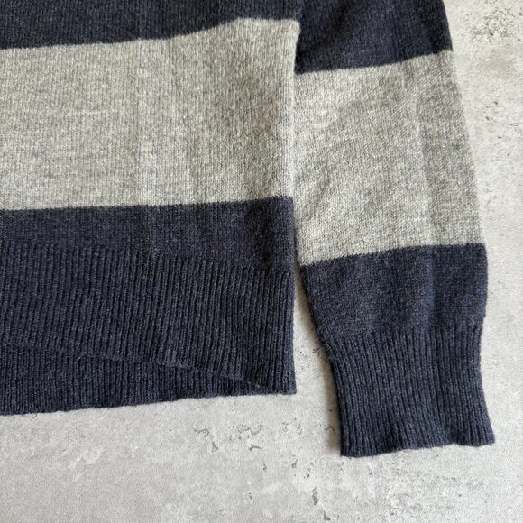 Kenar navy blue and gray striped wool sweater size large - Picture 7 of 7